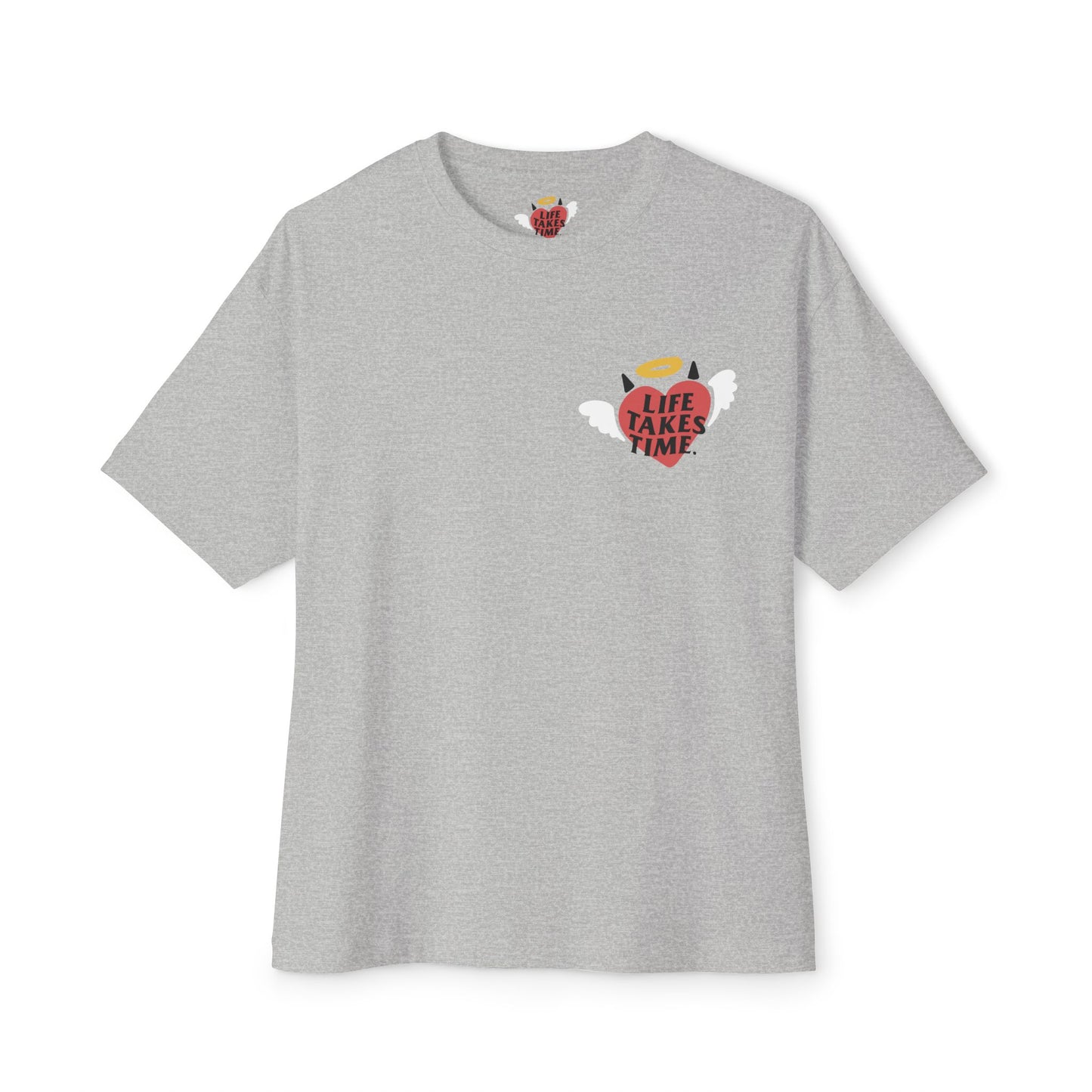 Life Takes Time Unisex Oversized Boxy Tee - Soft Pink Casual Tee for Everyday Vibes