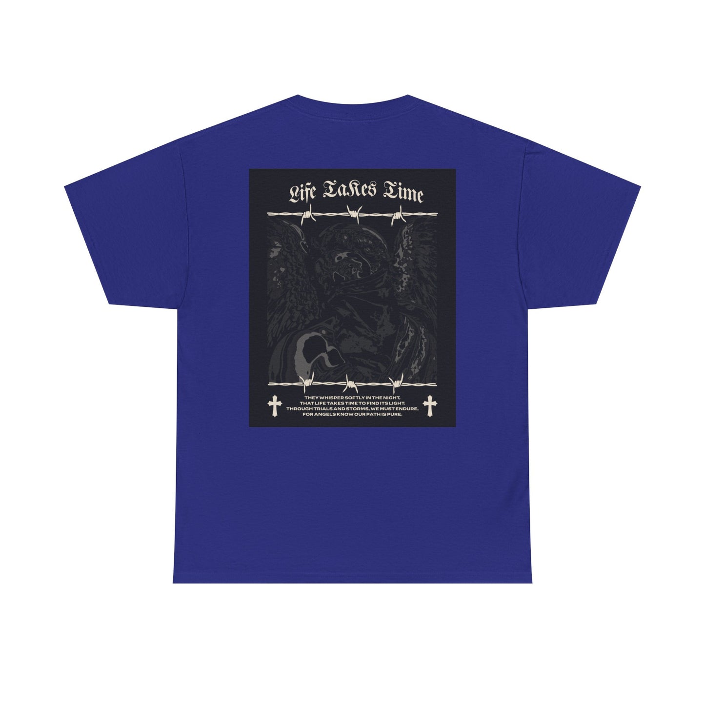 Life Takes Time Heavy Cotton Tee – Casual Streetwear Angel Graphic Shirt