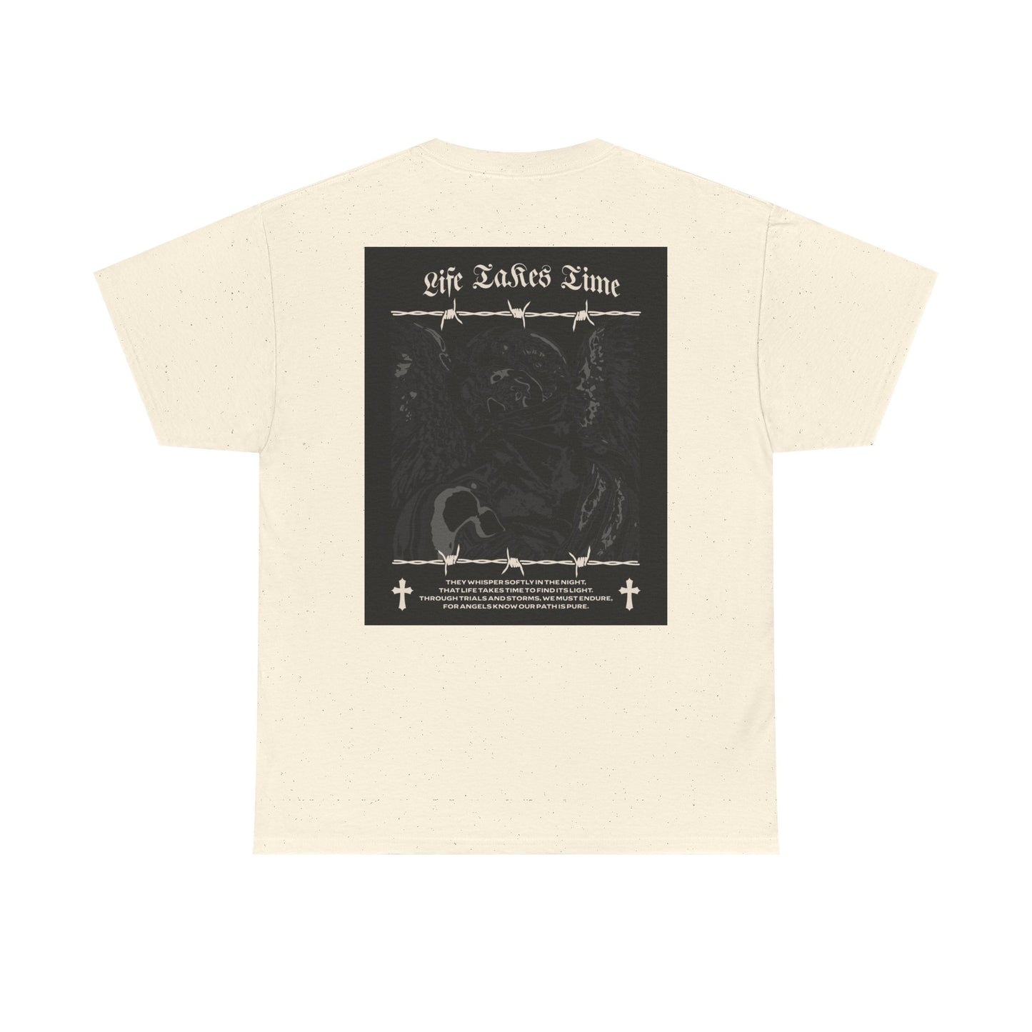 Life Takes Time Heavy Cotton Tee – Casual Streetwear Angel Graphic Shirt