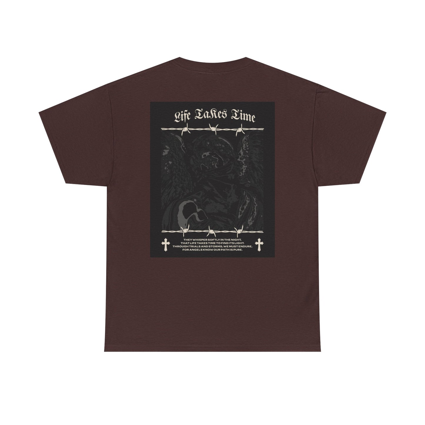 Life Takes Time Heavy Cotton Tee – Casual Streetwear Angel Graphic Shirt
