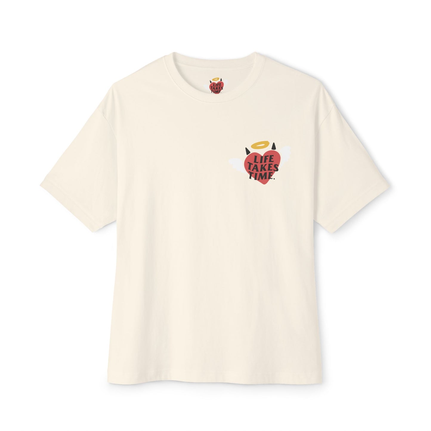 Life Takes Time Unisex Oversized Boxy Tee - Soft Pink Casual Tee for Everyday Vibes