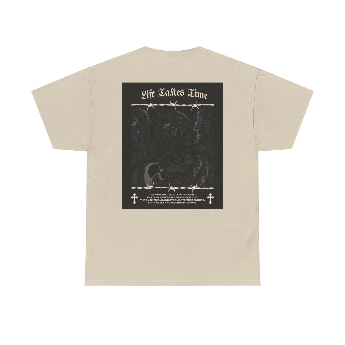Life Takes Time Heavy Cotton Tee – Casual Streetwear Angel Graphic Shirt