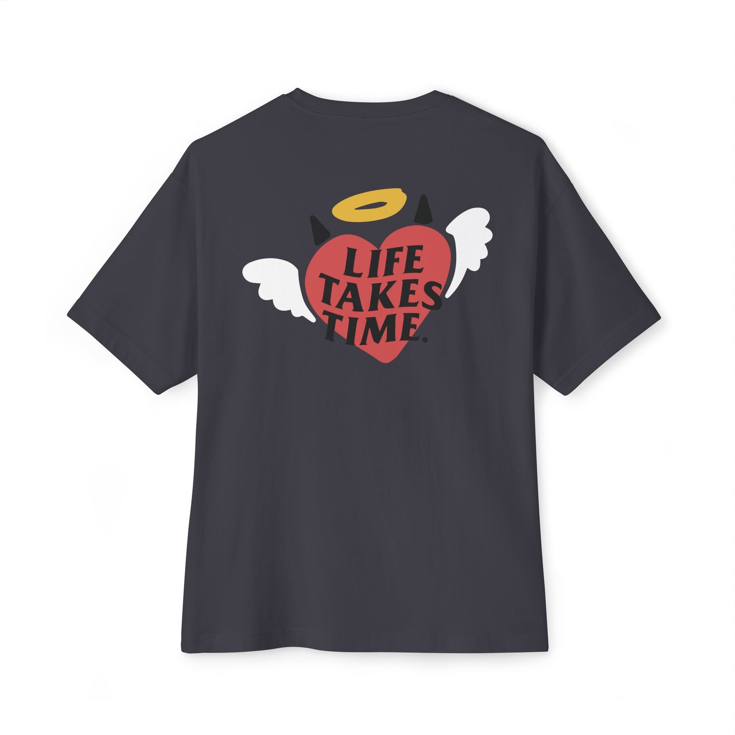 Life Takes Time Unisex Oversized Boxy Tee - Soft Pink Casual Tee for Everyday Vibes