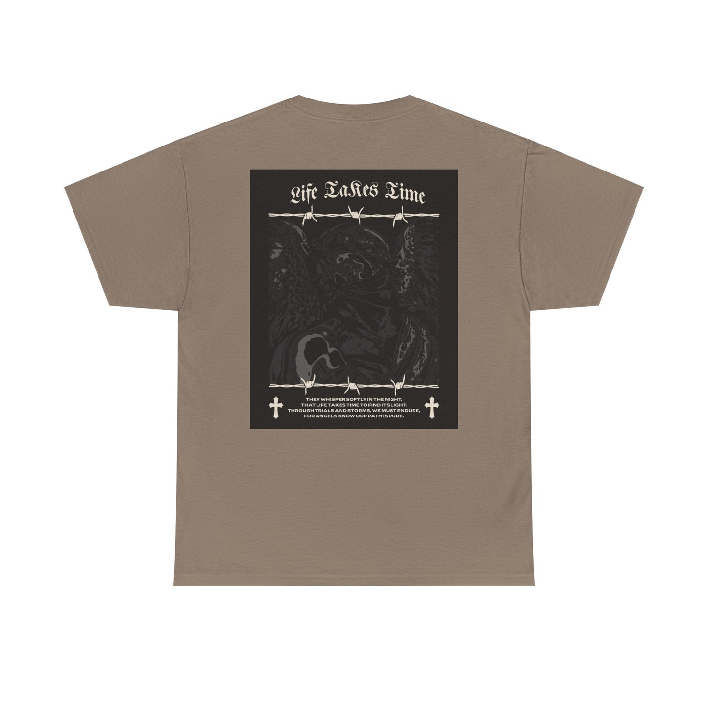 Life Takes Time Heavy Cotton Tee – Casual Streetwear Angel Graphic Shirt