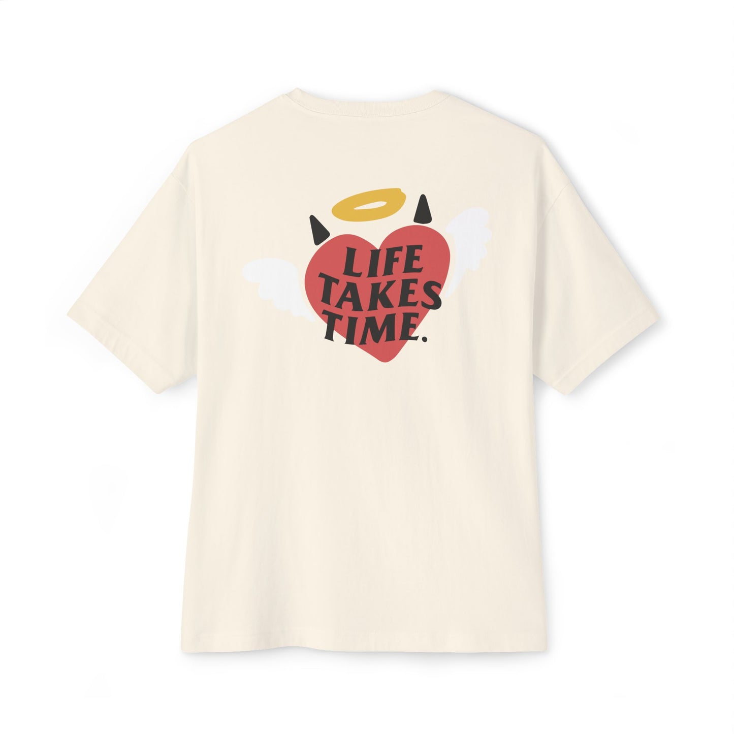 Life Takes Time Unisex Oversized Boxy Tee - Soft Pink Casual Tee for Everyday Vibes
