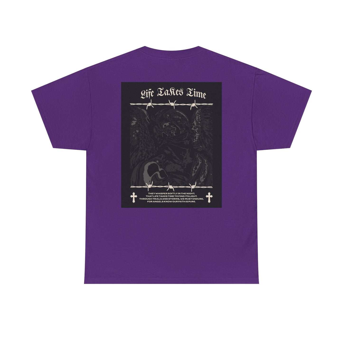 Life Takes Time Heavy Cotton Tee – Casual Streetwear Angel Graphic Shirt