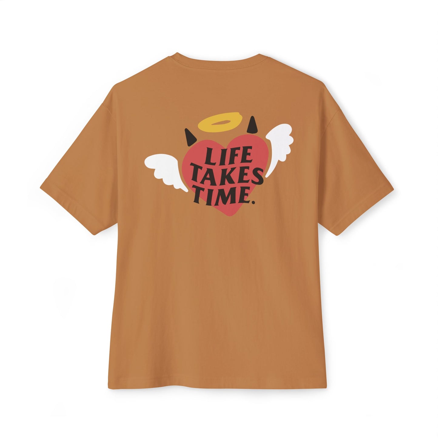 Life Takes Time Unisex Oversized Boxy Tee - Soft Pink Casual Tee for Everyday Vibes