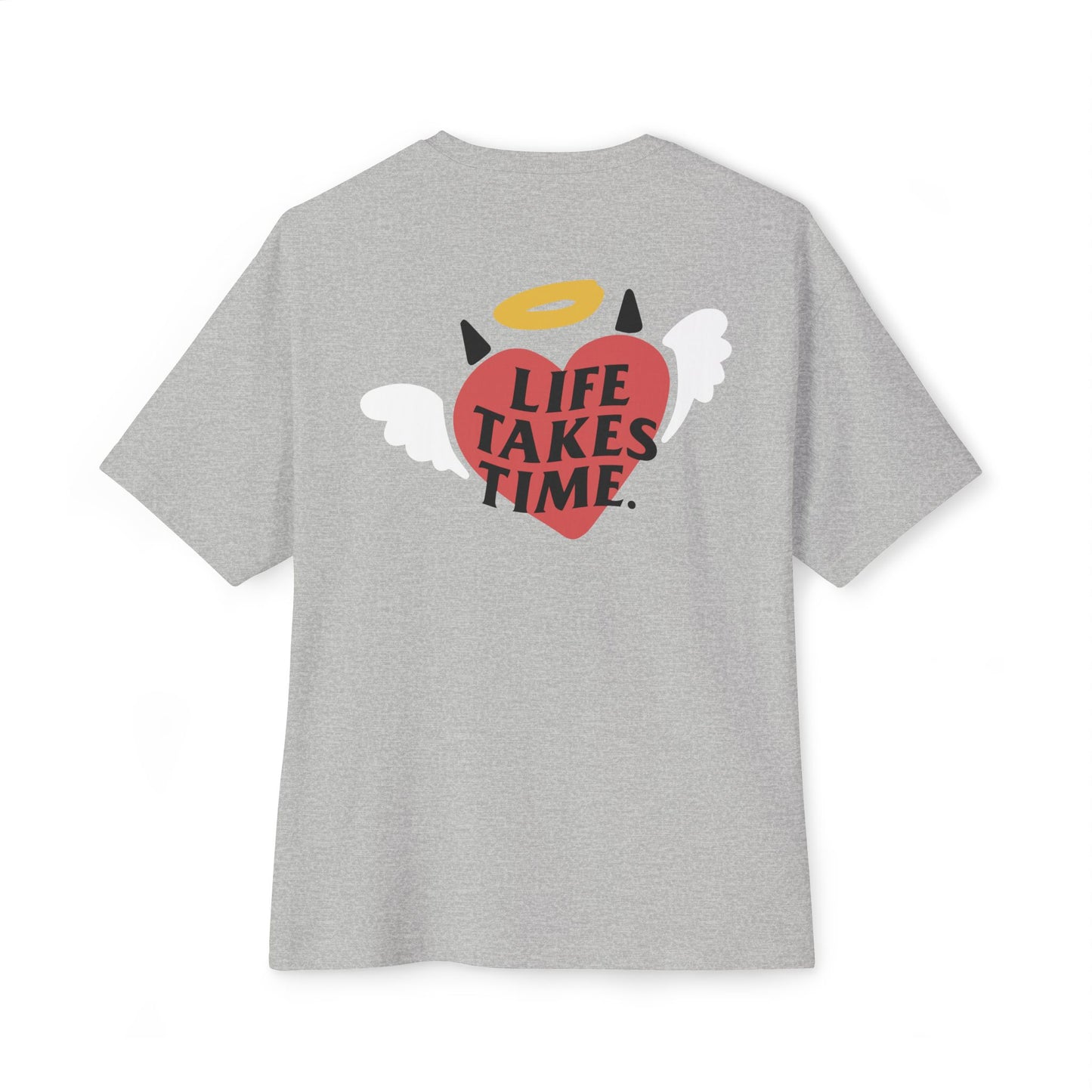 Life Takes Time Unisex Oversized Boxy Tee - Soft Pink Casual Tee for Everyday Vibes