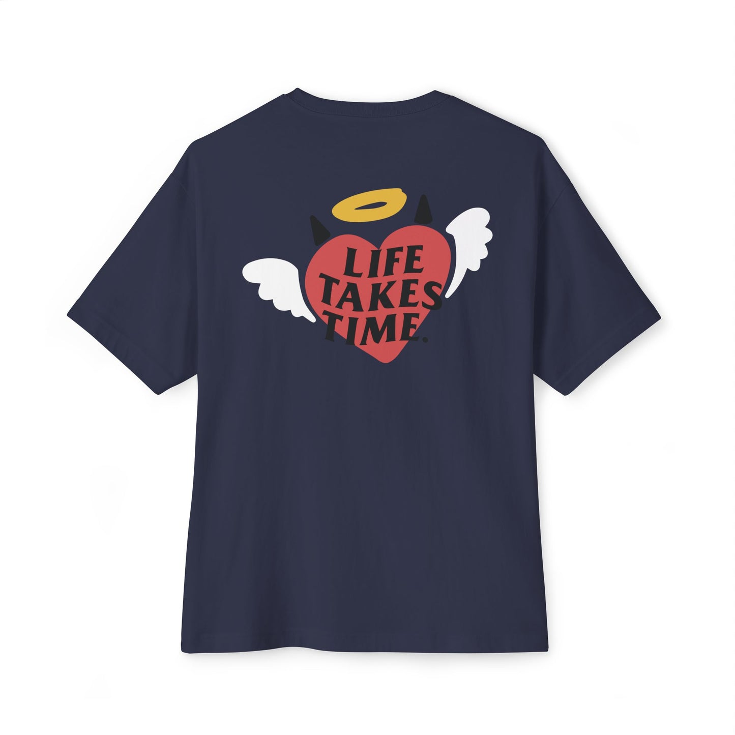 Life Takes Time Unisex Oversized Boxy Tee - Soft Pink Casual Tee for Everyday Vibes