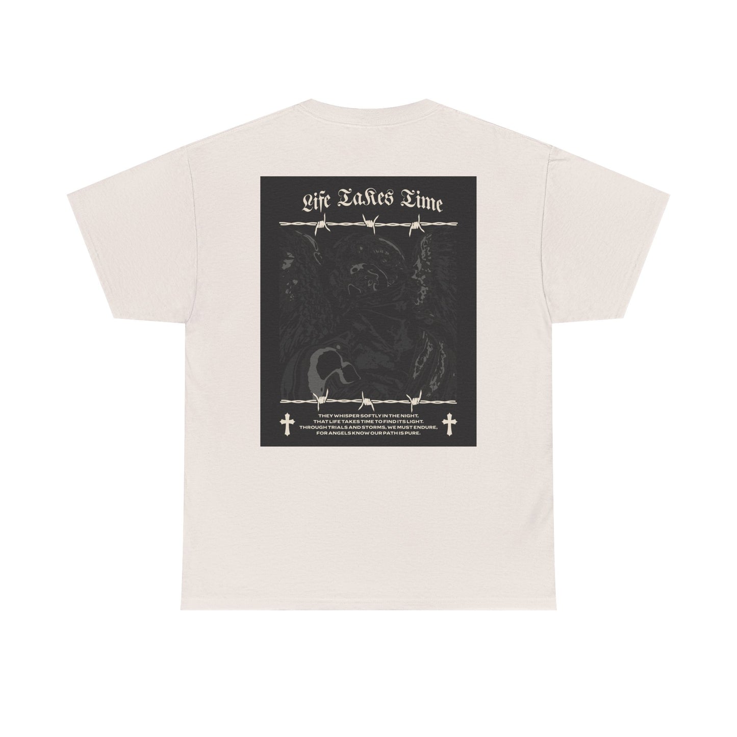 Life Takes Time  Heavy Cotton Tee – Casual Streetwear Angel Graphic Shirt