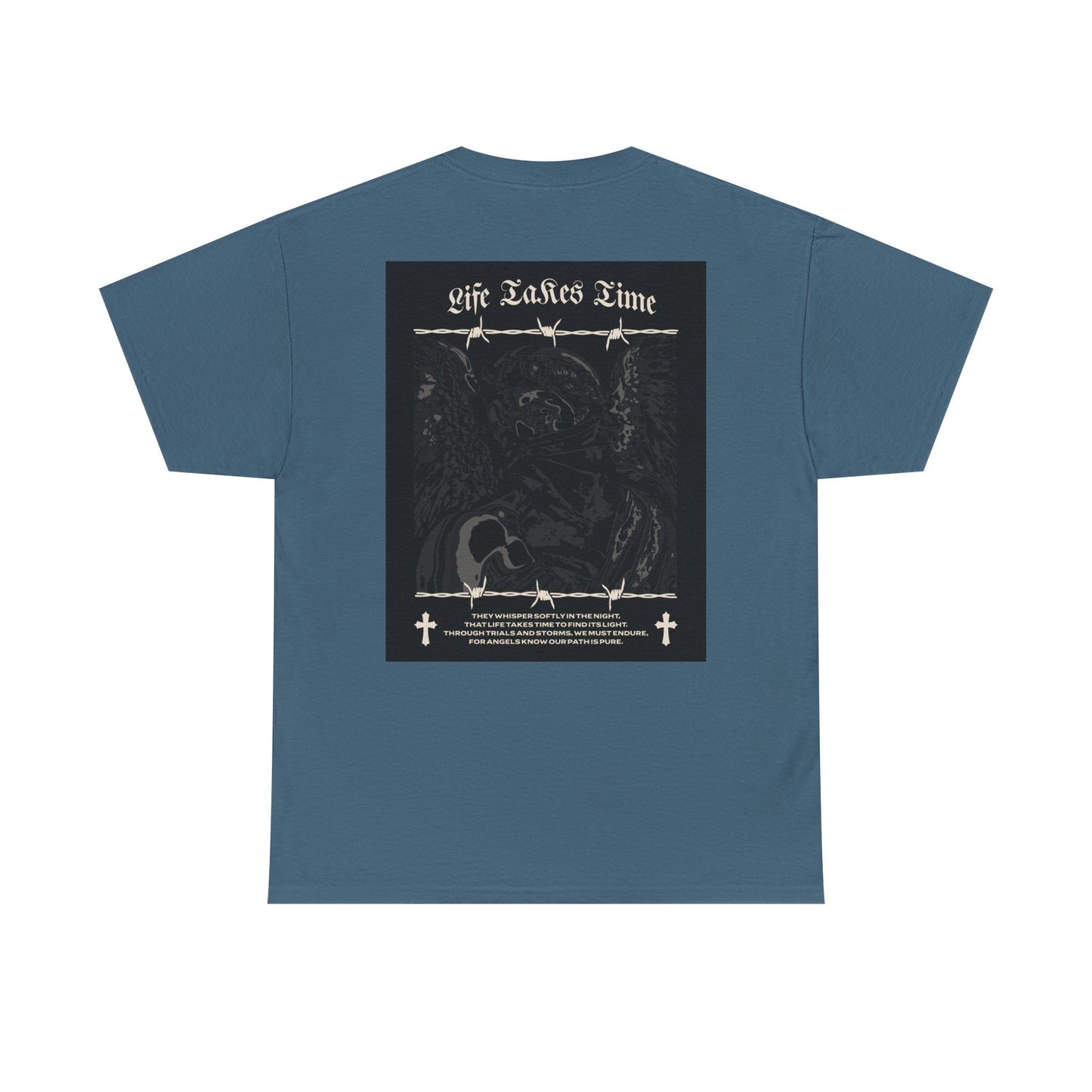 Life Takes Time  Heavy Cotton Tee – Casual Streetwear Angel Graphic Shirt